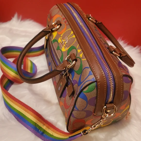 Coach Rainbow Rowan Satchel Convertible in Crossbody Bag